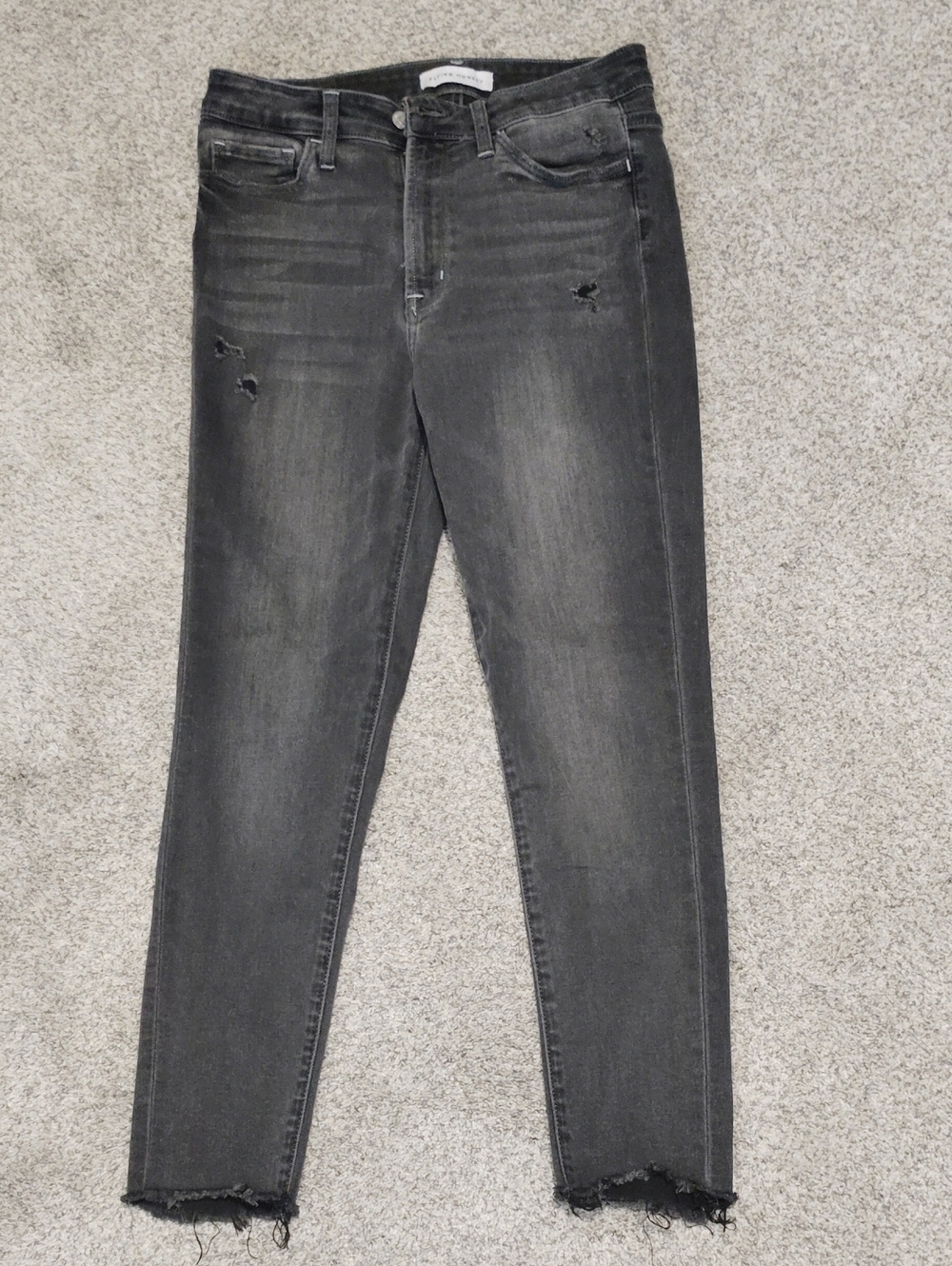 Flying Monkey Charcoal Black Skinny Jeans with Frayed Hem